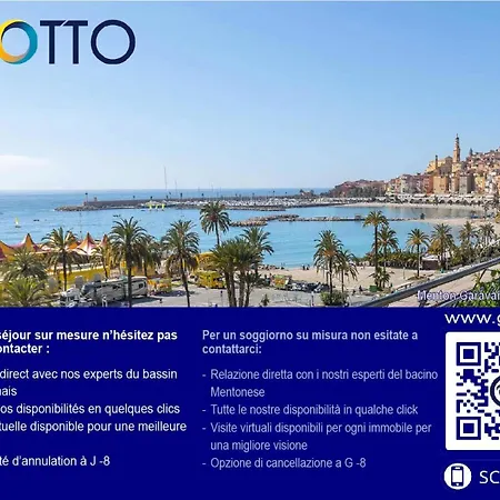 Oiseau Bleu - Giotto - Beau Avec Immense Terrasse Et Garage Prive Mae-9014 公寓 芒通